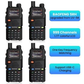 Outdoorfun BAOFENG GMRS Ham Radio UV-5RH (Upgrade of UV-5R), Handheld Two Way Radio Long Range with NOAA, 999 Channels,Copy Frequency,USB-C Charg