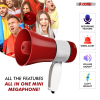 5 Core Megaphone Bullhorn Speaker 30W Bull Horn Rechargeable Mini Cheer Megafono 800 Yards Range Loudspeaker W Siren Recording Ergonomic Handle for Co