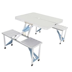 One-piece Folding Tables And Chairs - Aluminum Alloy Model (Option: Aluminum alloy version)