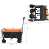 Foldable Wagon 150 Lbs Capacity Outdoor Camping Beach Cart Steel Frame Adjustable Garden Utility Rolling Cart with Wheels Black
